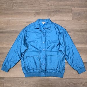 Jo Hardin Vibrant Teal Vtg Bomber Jacket for Women 80s